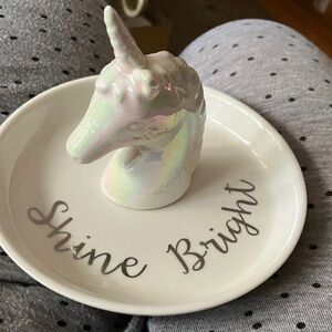 NWT Iridescent Shine Bright Unicorn Jewelry Organizer & A Unicorn Wishes Book.